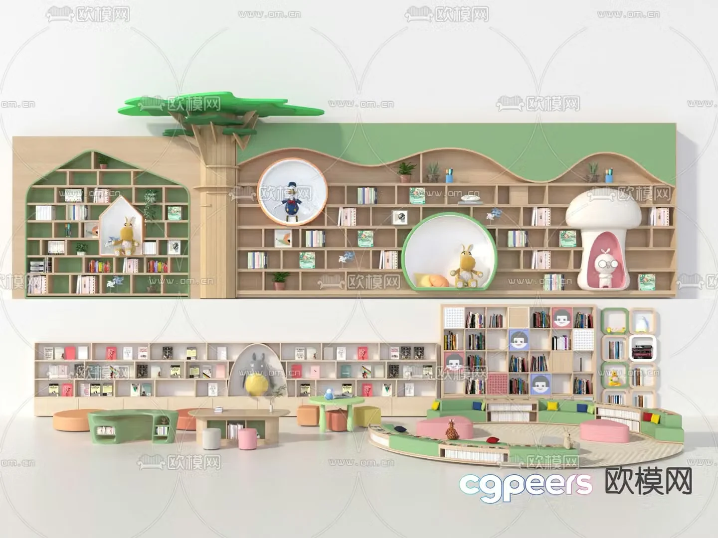 children’s library bookcase bookshelf 3d model