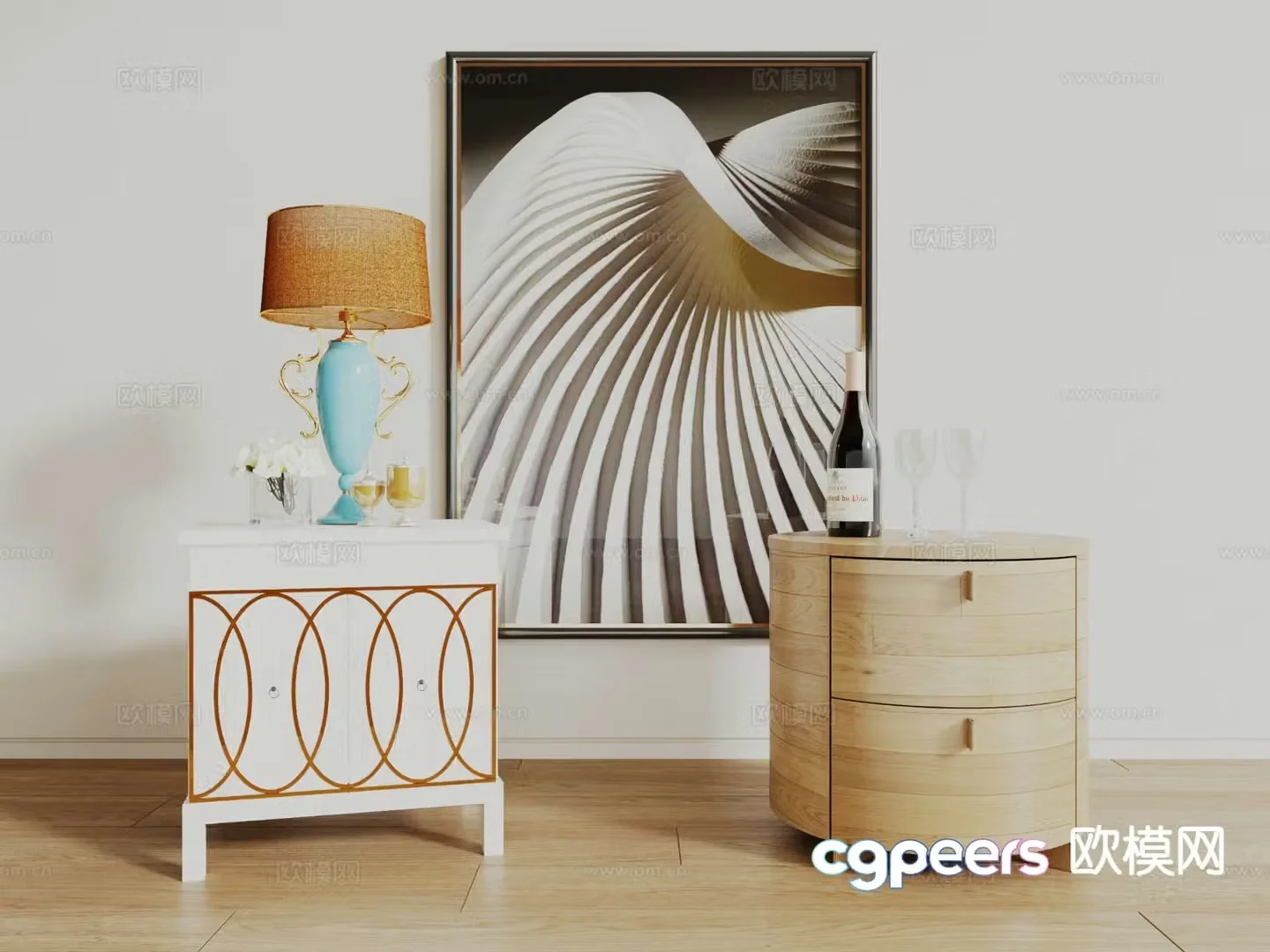 Modern bedside table 3d model