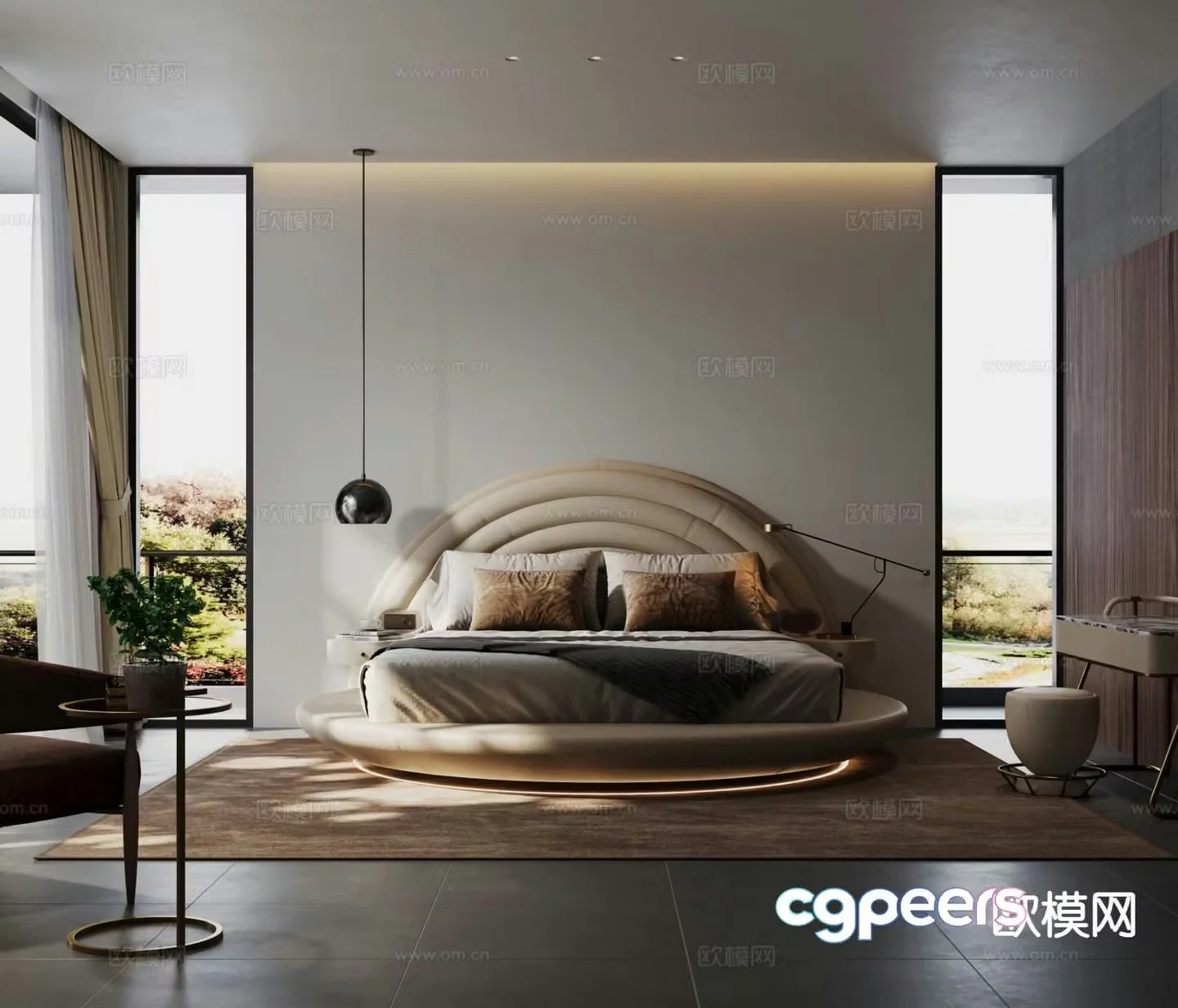 Modern double bed 3d model