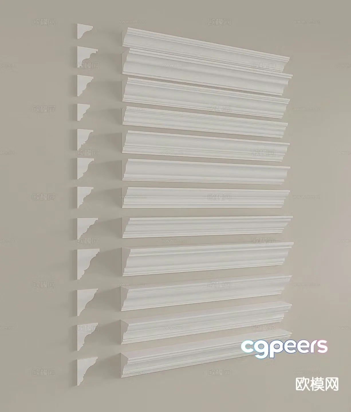 Simple European lines Gypsum lines Gypsum lines Top corner lines Gypsum lines 3D model