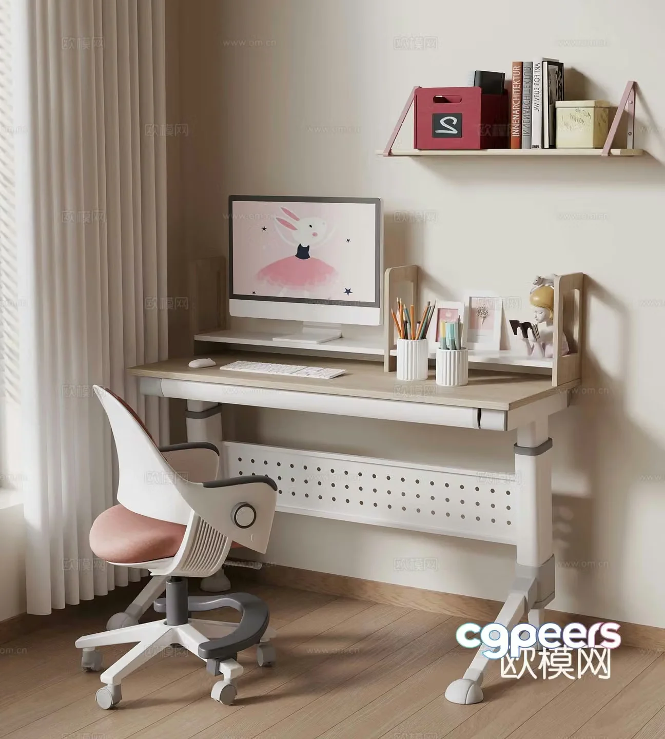 28 modern children’s learning table desk 3d model