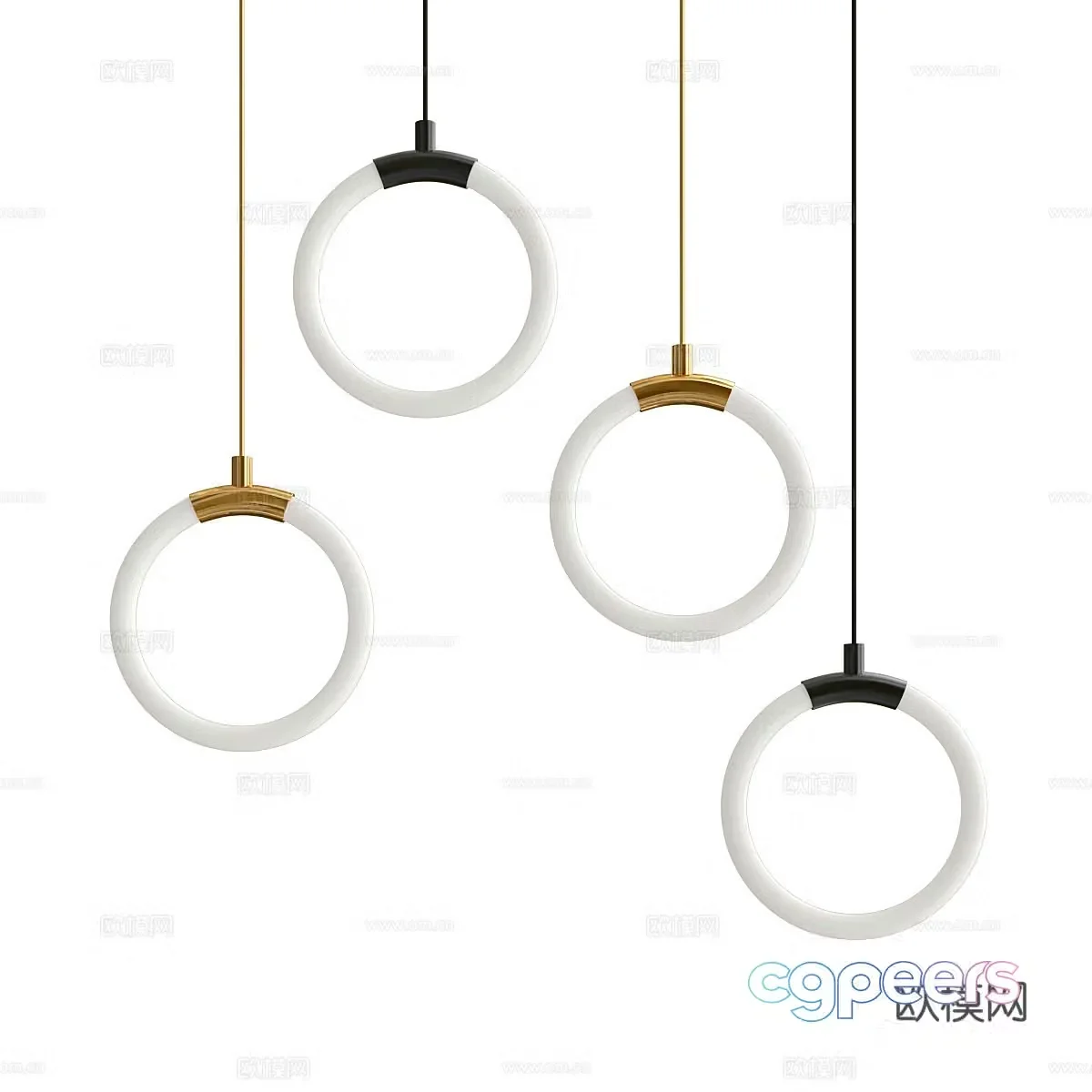 Modern light luxury minimalist circle decorative chandelier 3d model