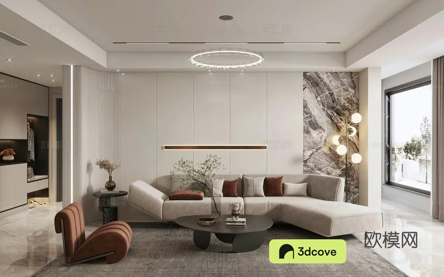 Modern living room Combination sofa Leisure chair Floor lamp Modern living room Light luxury living room