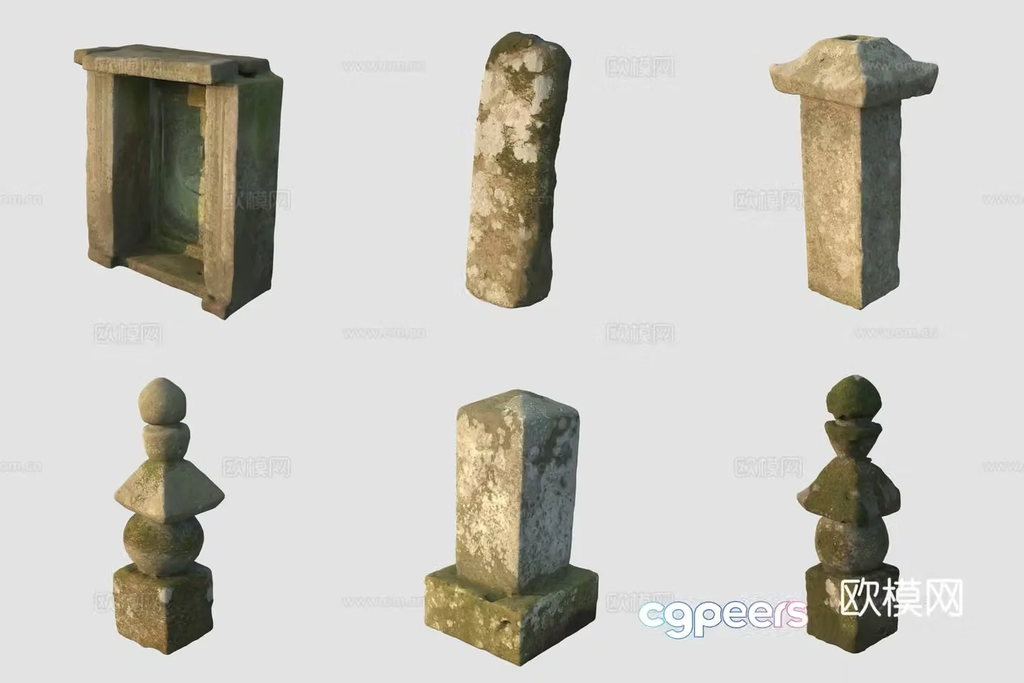 Ancient stone carving pillar stone tablet 3D model