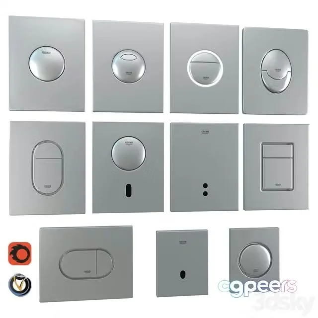 3ds Max Free – Grohe flush plates for installation