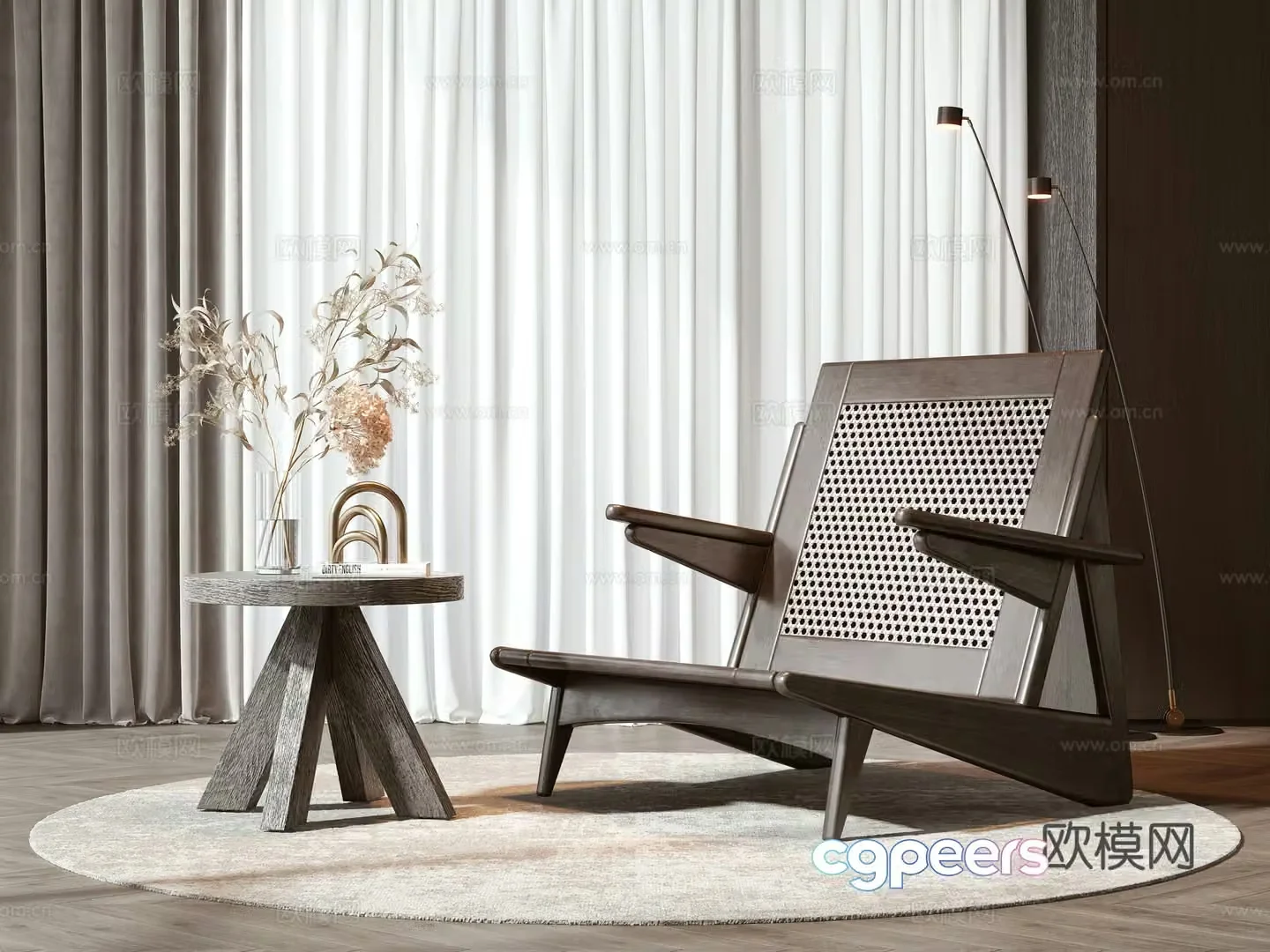 New Chinese casual chair coffee table combination 3D model