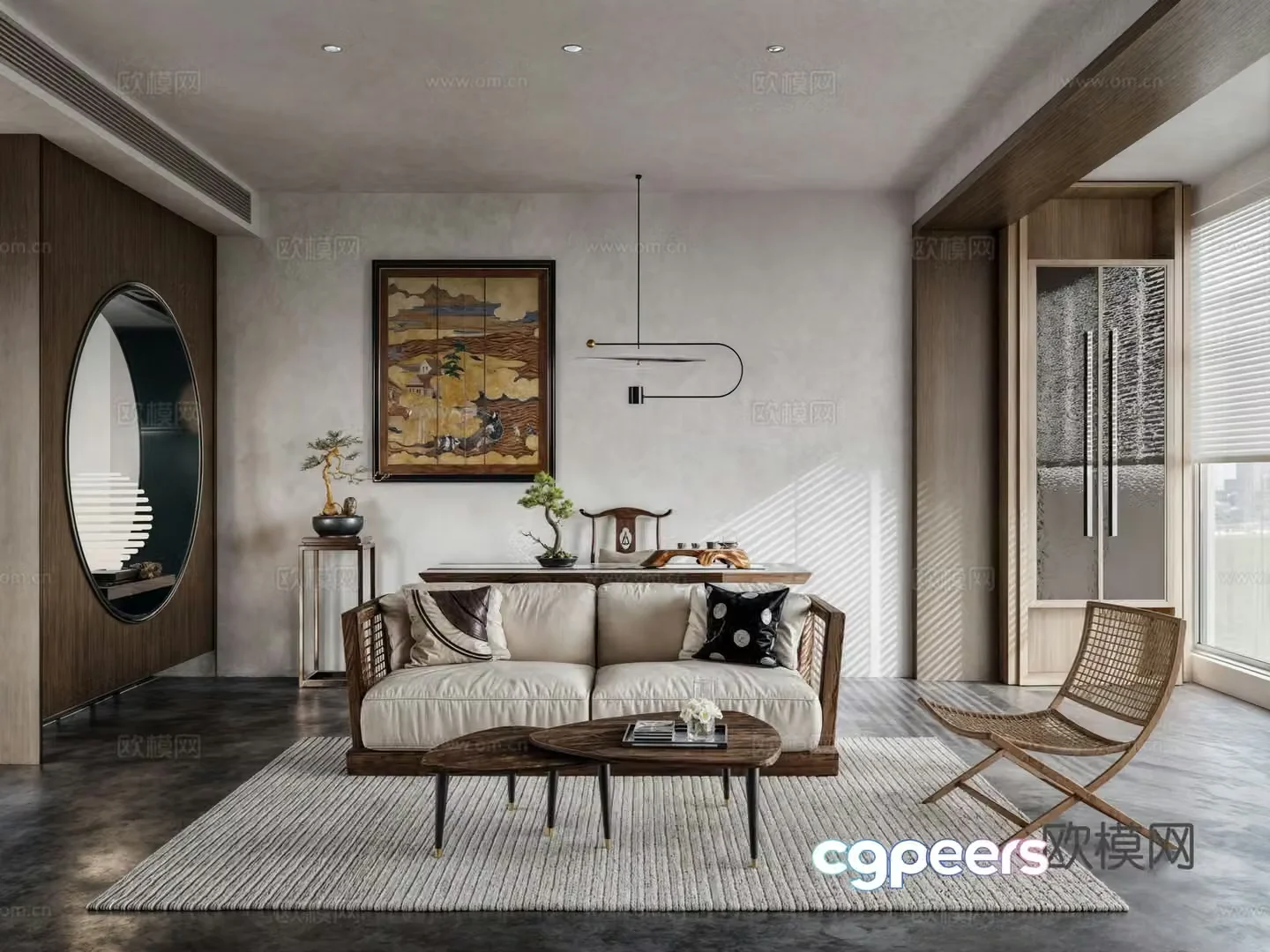 New Chinese Tea Room Zen Tea Room 3D Model