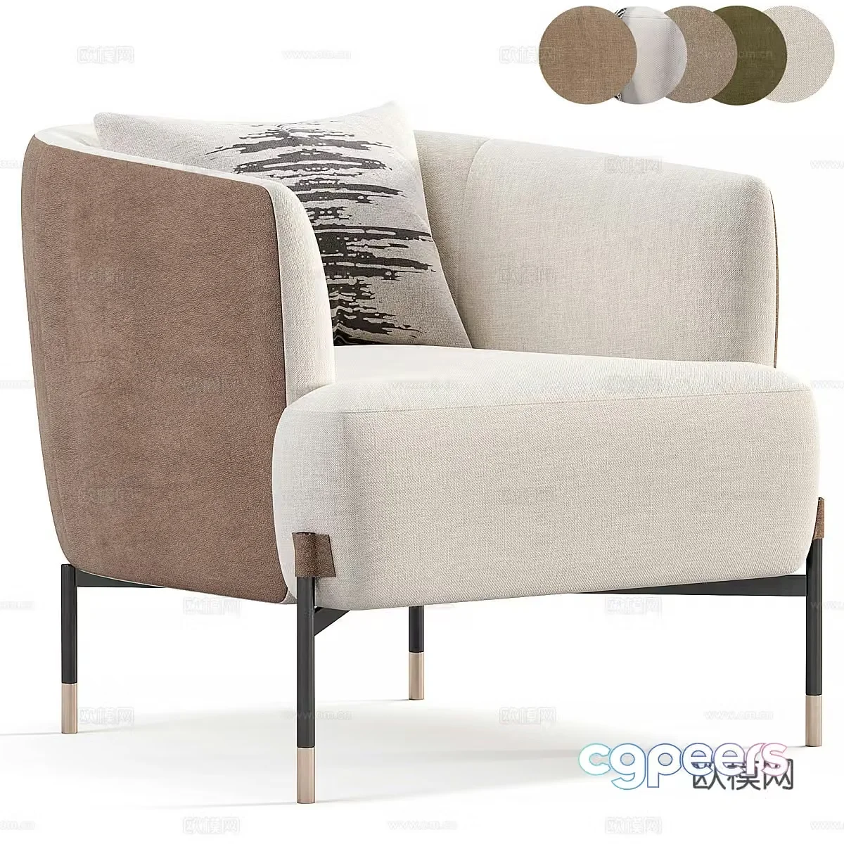 Modern light luxury Diga armchair 3d model