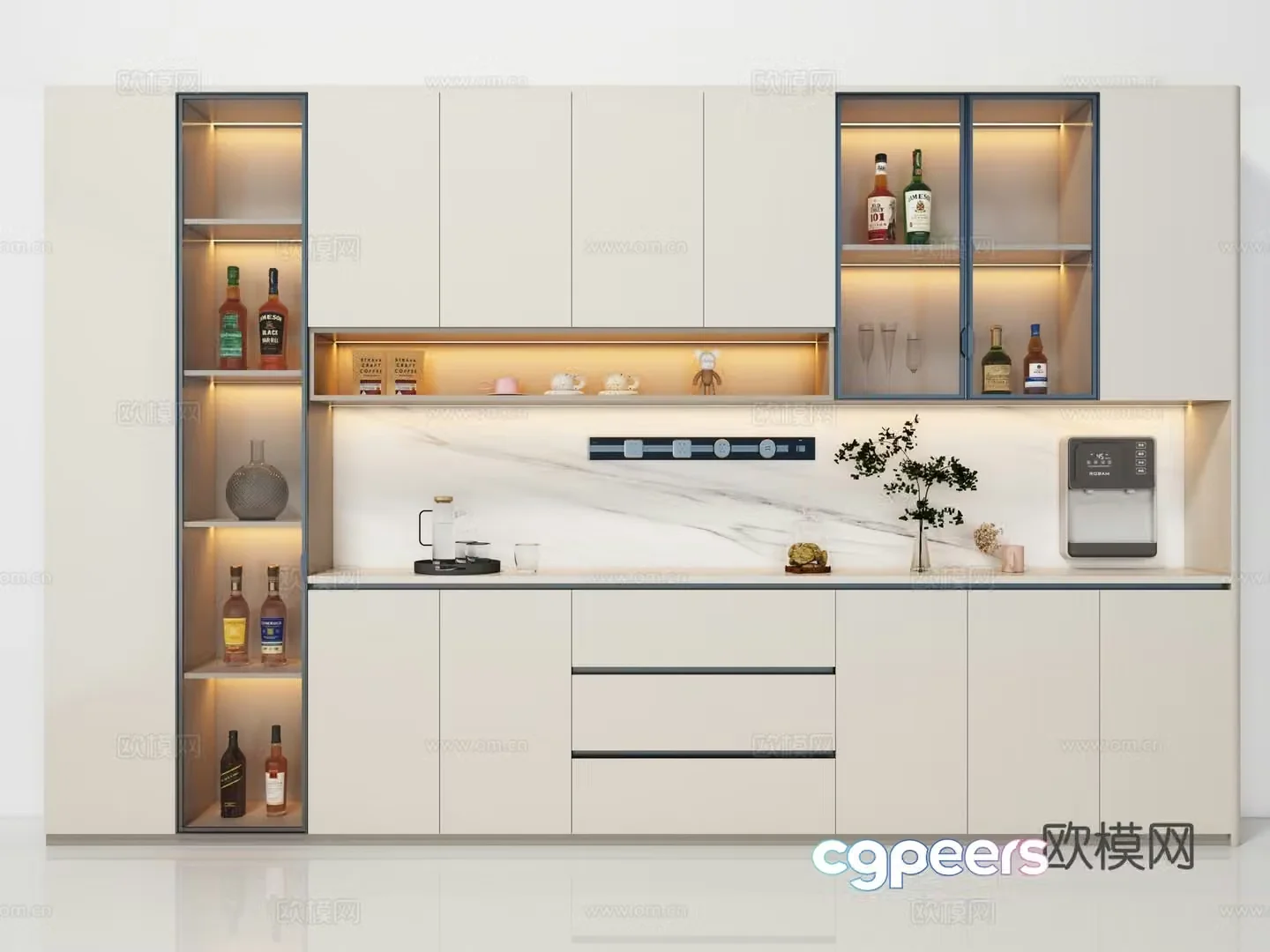 Modern wine cabinet sideboard 3D model