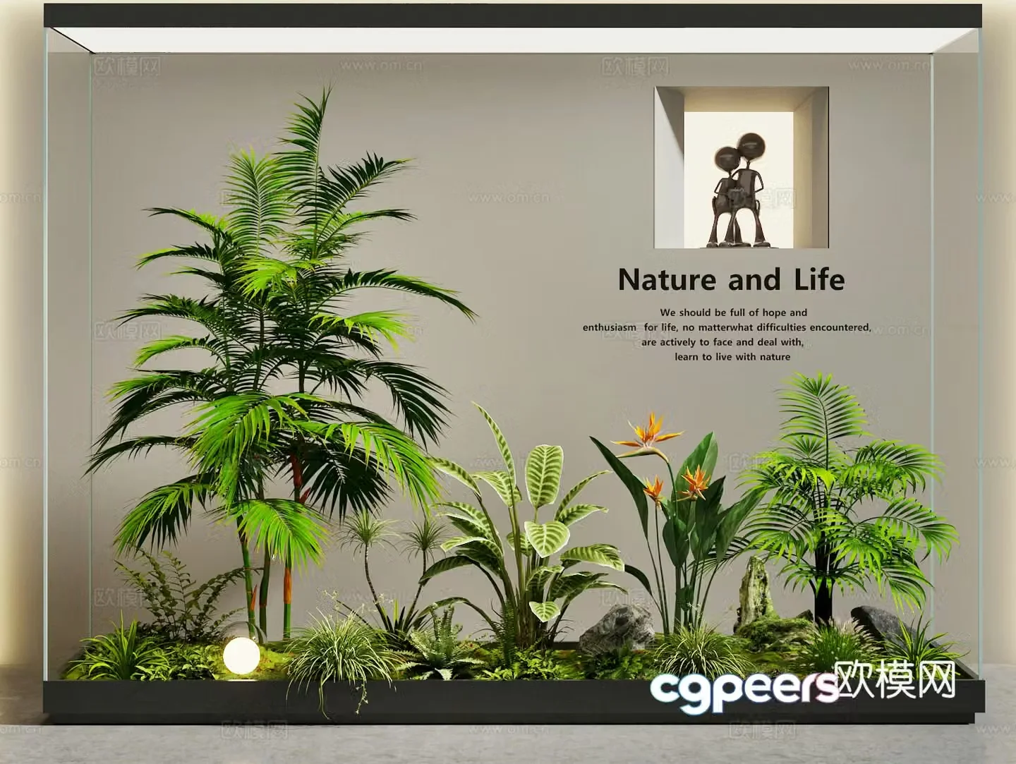 Modern indoor landscape plant landscaping plant pile 3d model