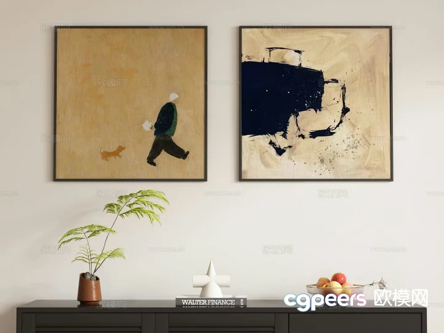 Medieval style hanging painting decorative painting 3d model