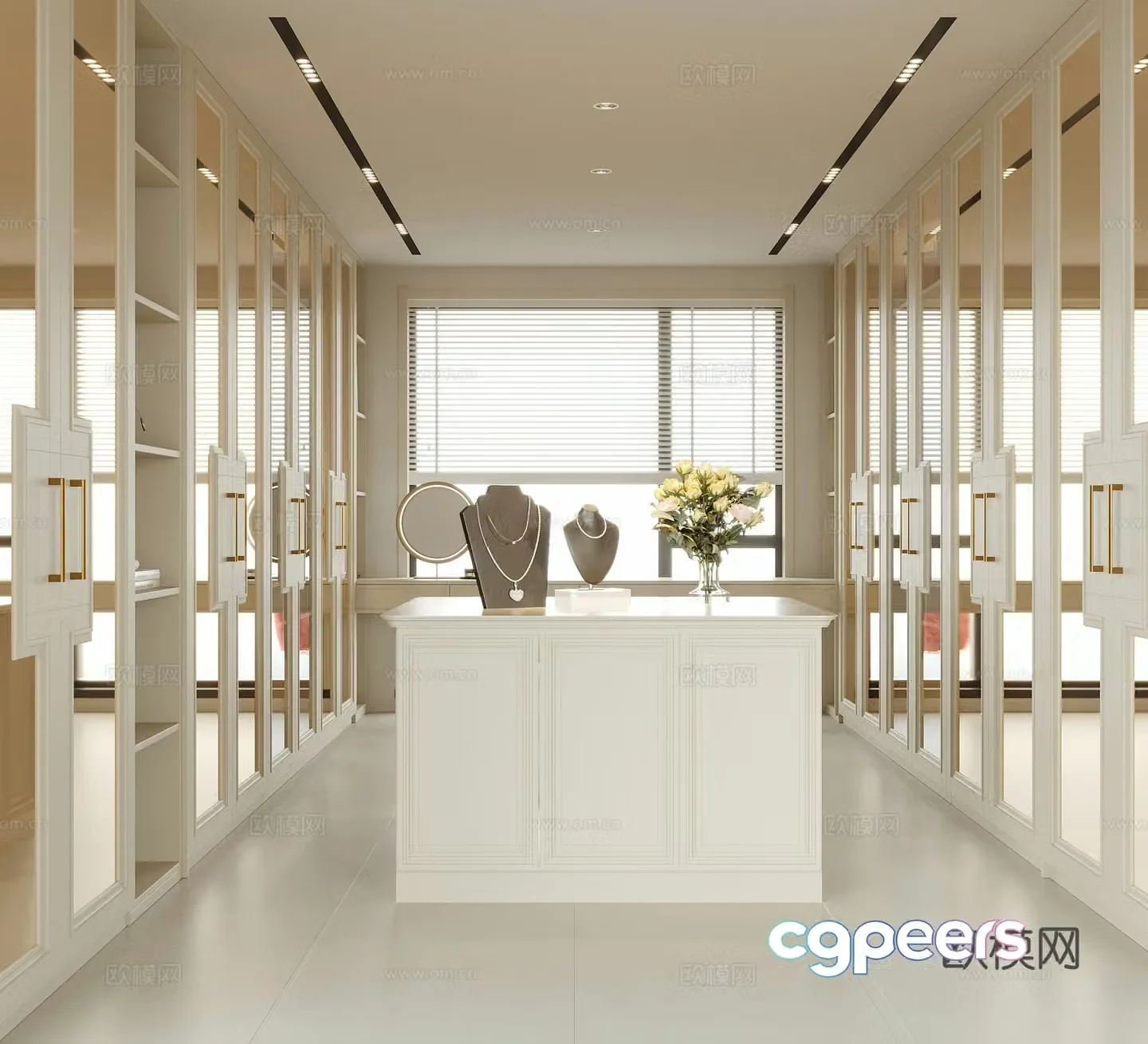 Modern island cloakroom wardrobe 3d model