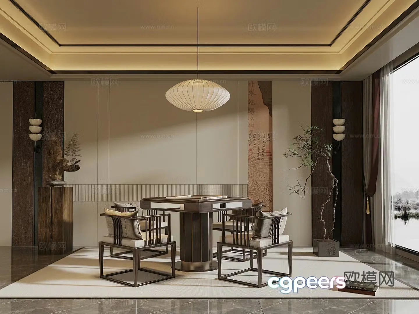 New Chinese chess and card room Mahjong room 3D model