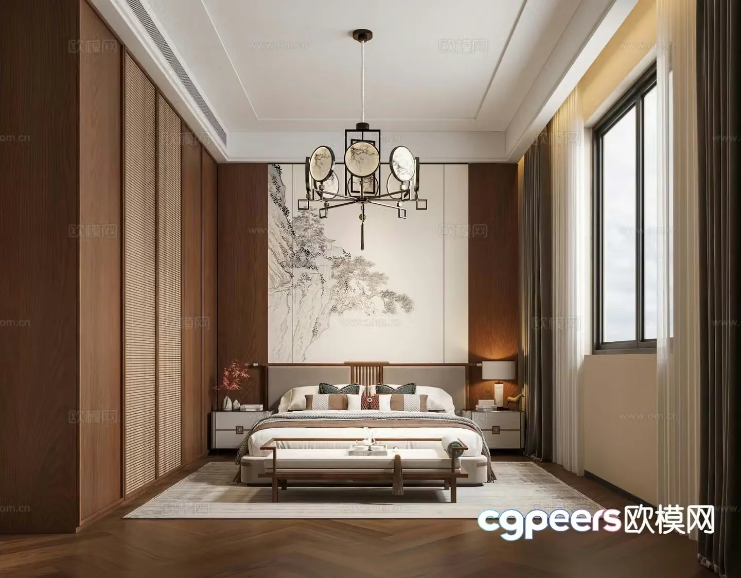 New Chinese style bedroom master bedroom 3d model