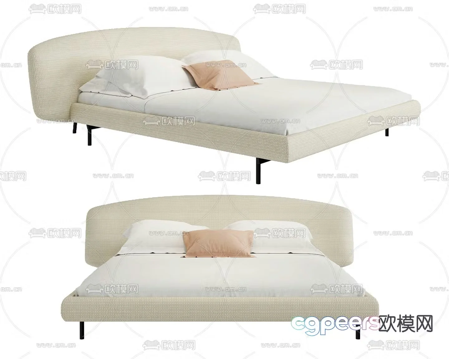 Modern double bed 3d model