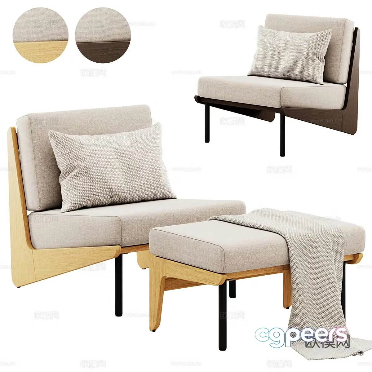Leisure chair footstool 3d model