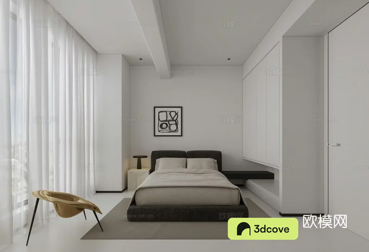 Modern minimalist bedroom