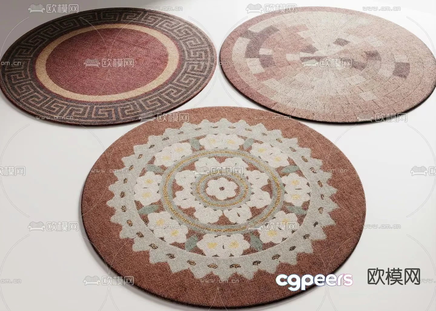 Three Round Rugs 3D Model – 5126 – VRAY Render