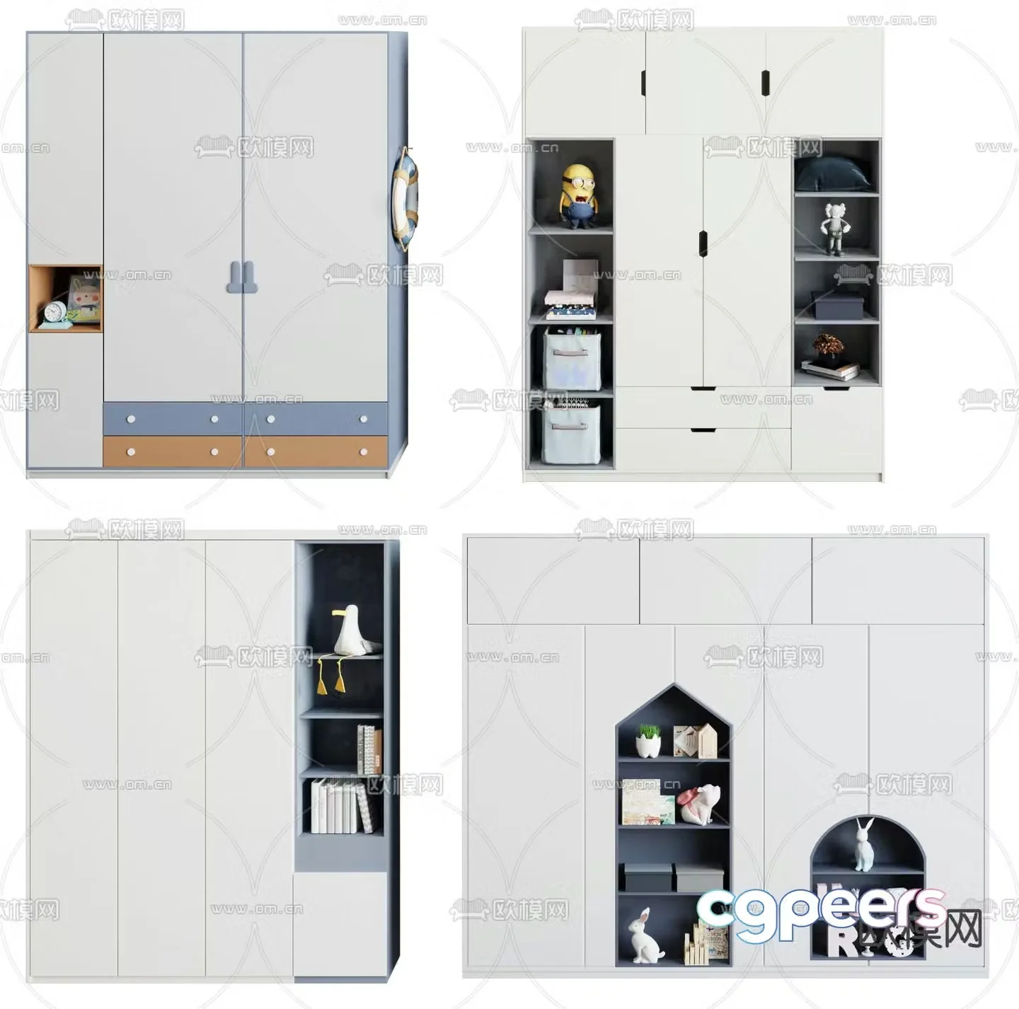 Modern children’s wardrobe decorative cabinet 3d model