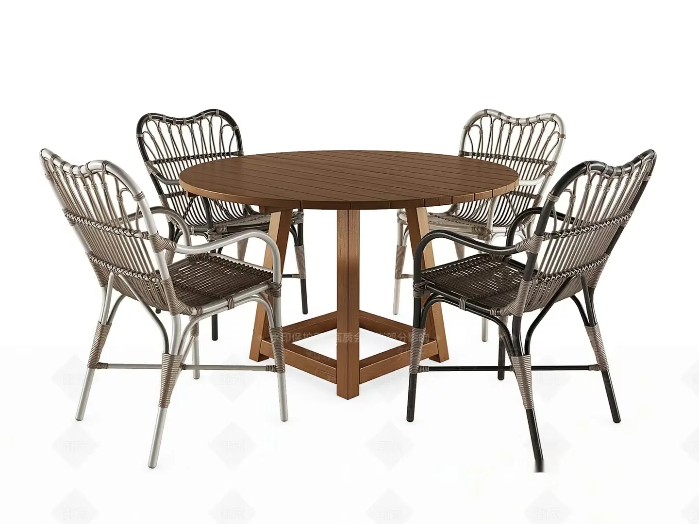 Rattan Outdoor Dining Set 3D Model – 4316 – VRAY Render
