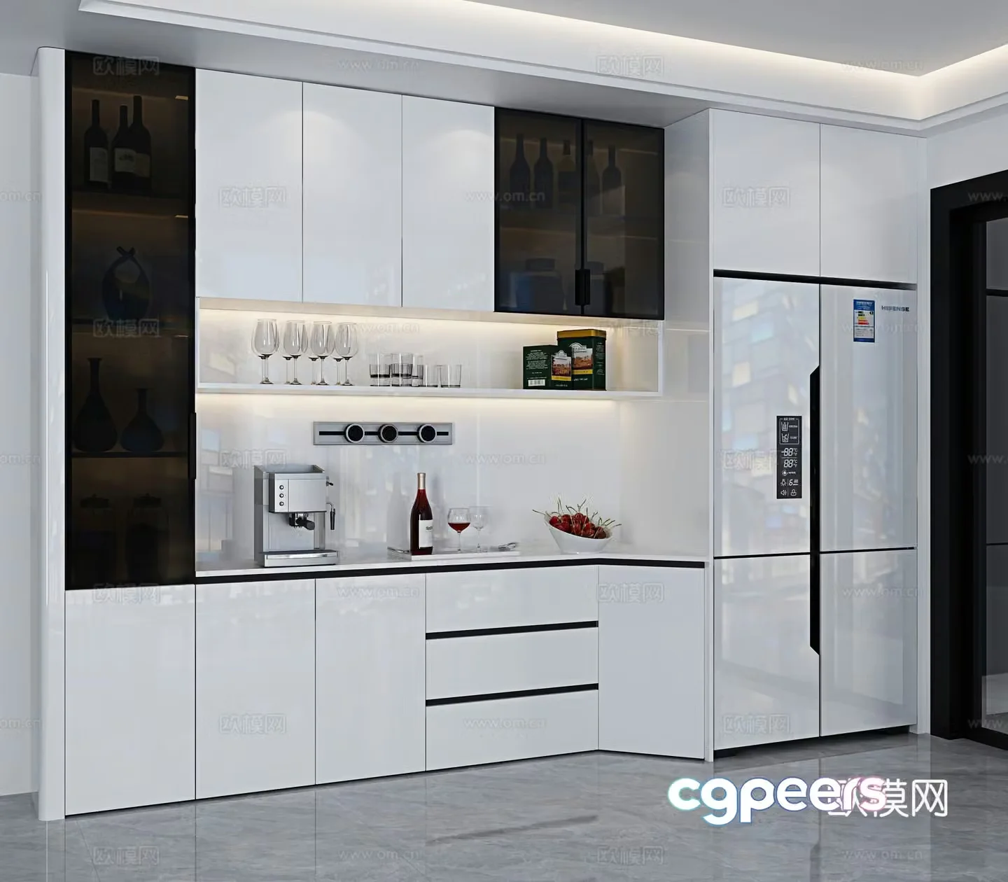 Modern sideboard wine cabinet 3d model