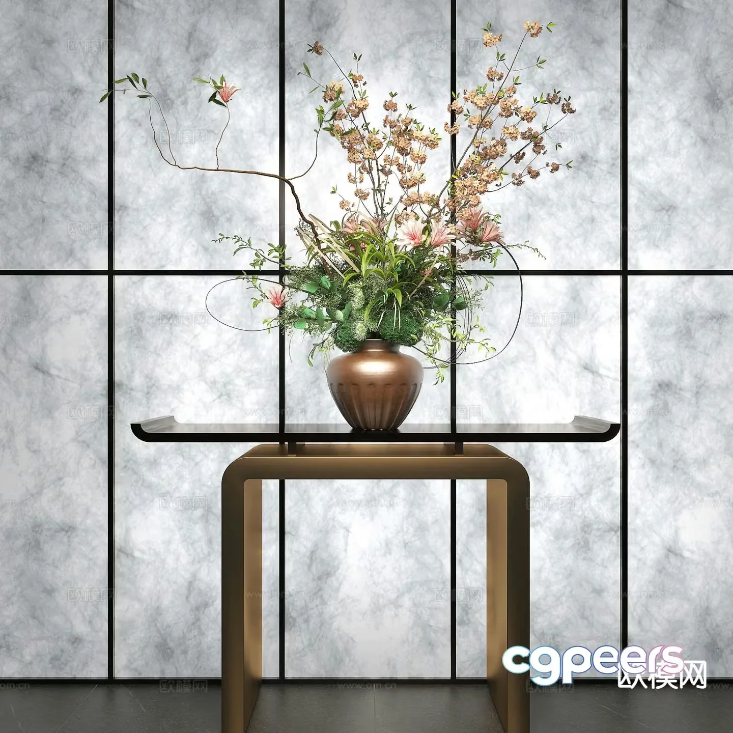 Modern vase potted plant 3d model