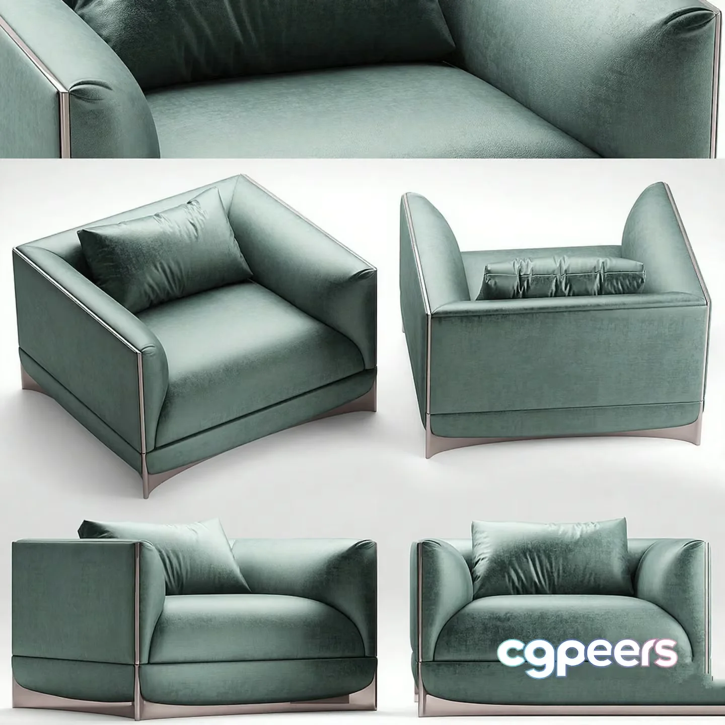 Modern Green Couch 3D Model – 16230 – VRAY Render