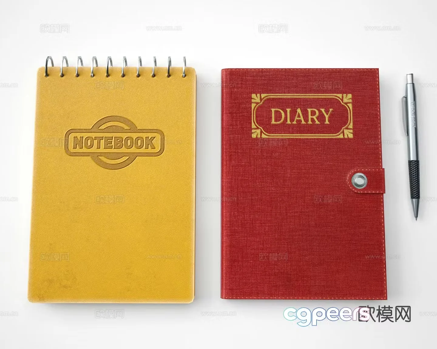 notebook diary notebook ballpoint pen 3d model