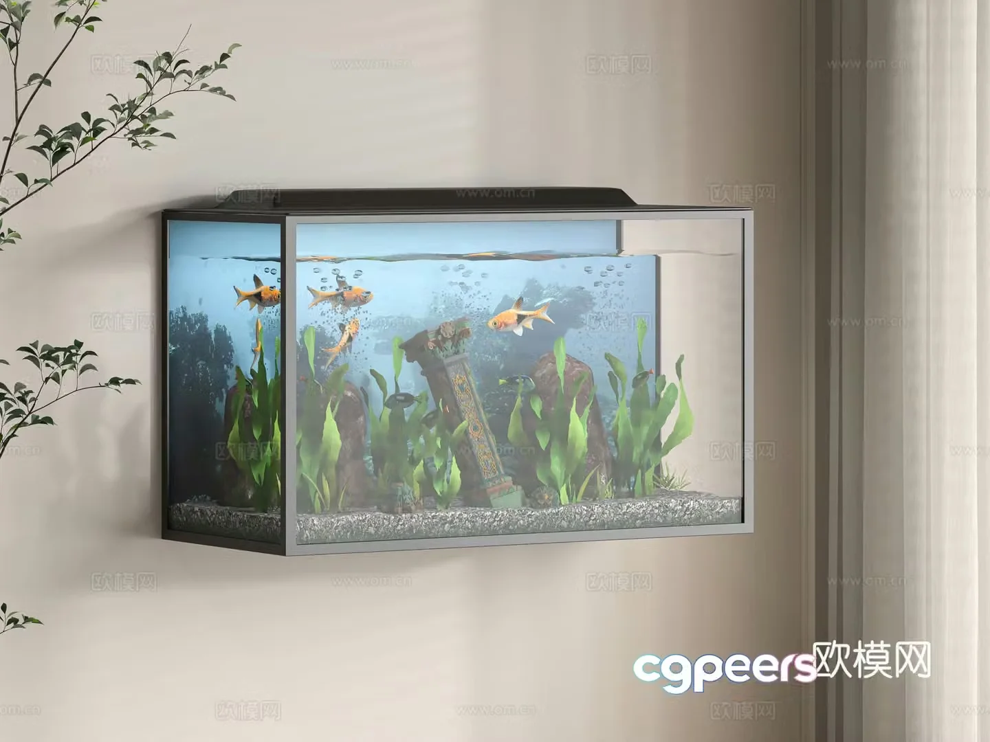Modern fish tank 3d model