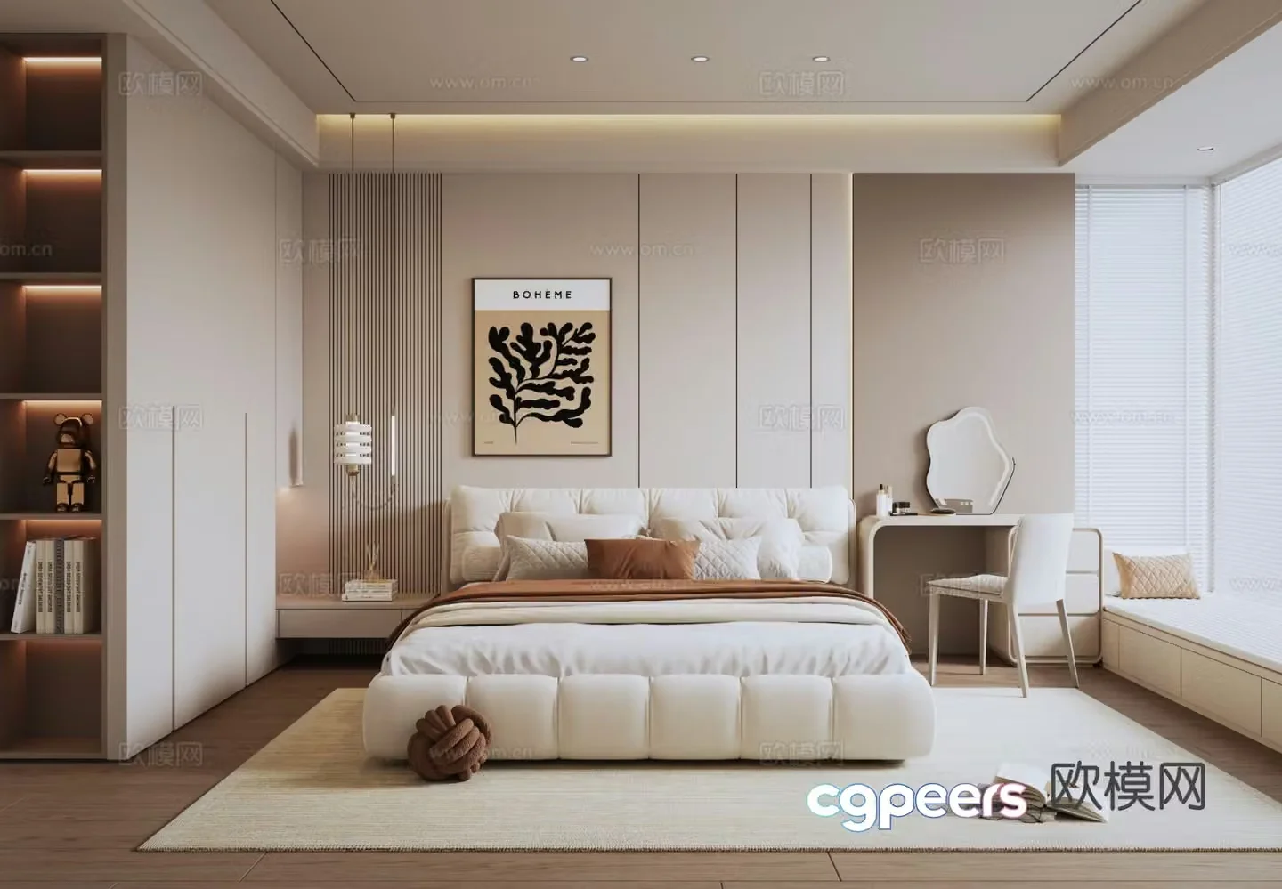 Cream style bedroom second bedroom 3D model
