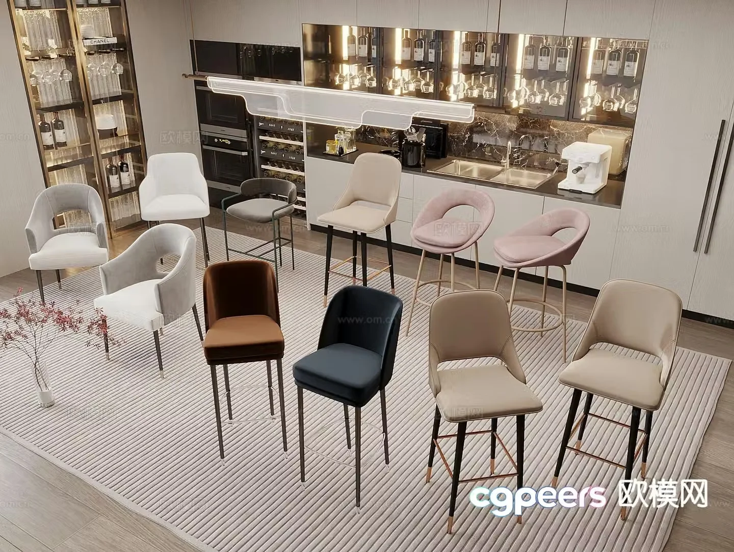 Bar stool bar chair leisure bar chair 3d model