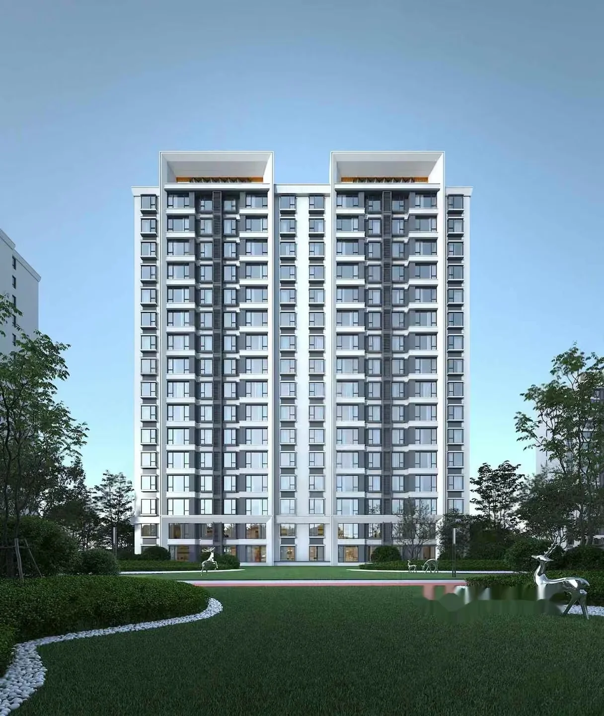 A Tall Apartment Building 3D Model – 9815 – VRAY Render