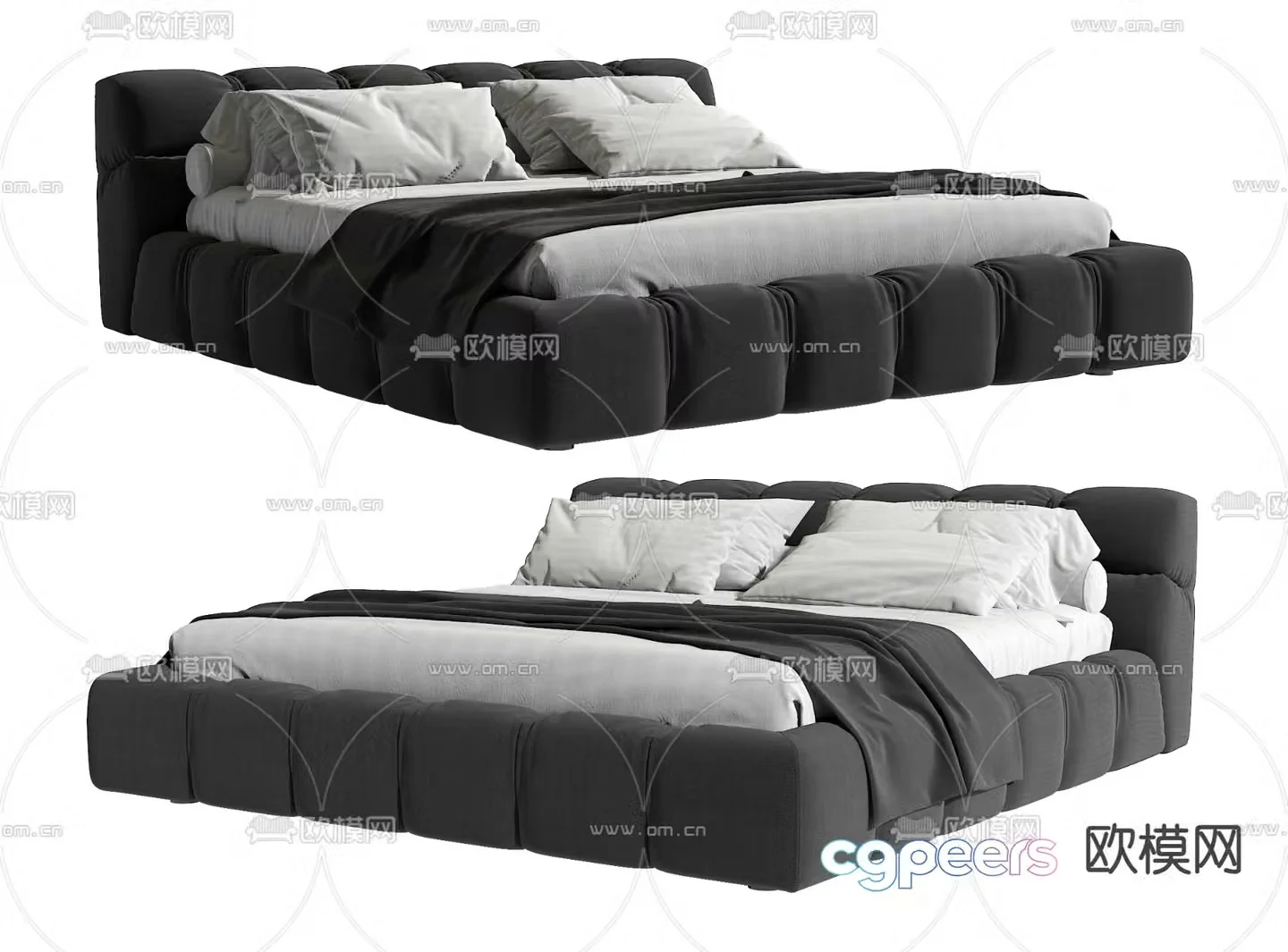 Modern double bed 3d model