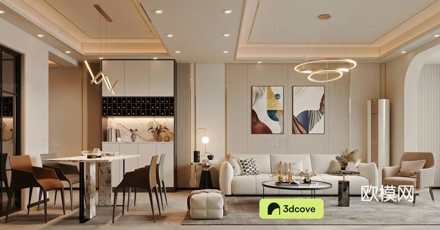 Modern living and dining room