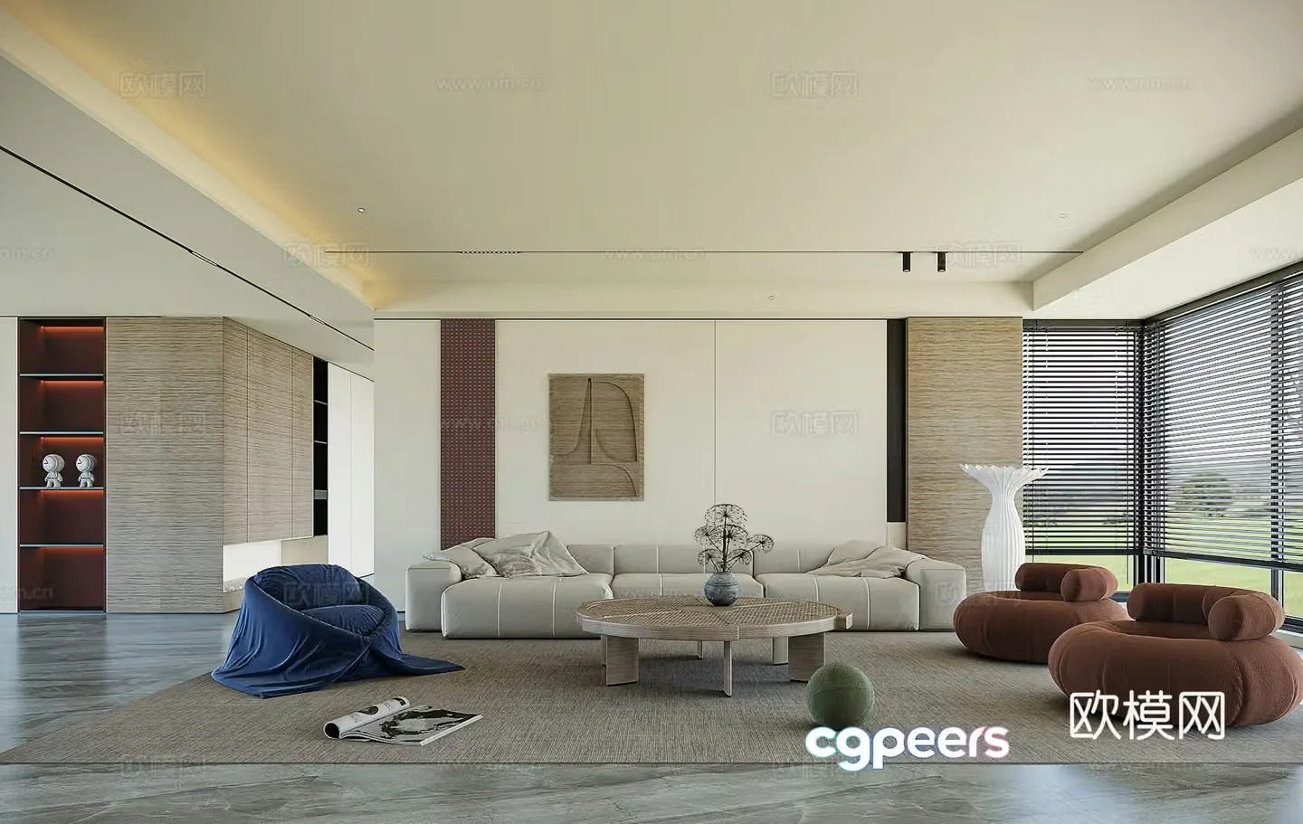 Modern Wasabi Living Room 3D Model