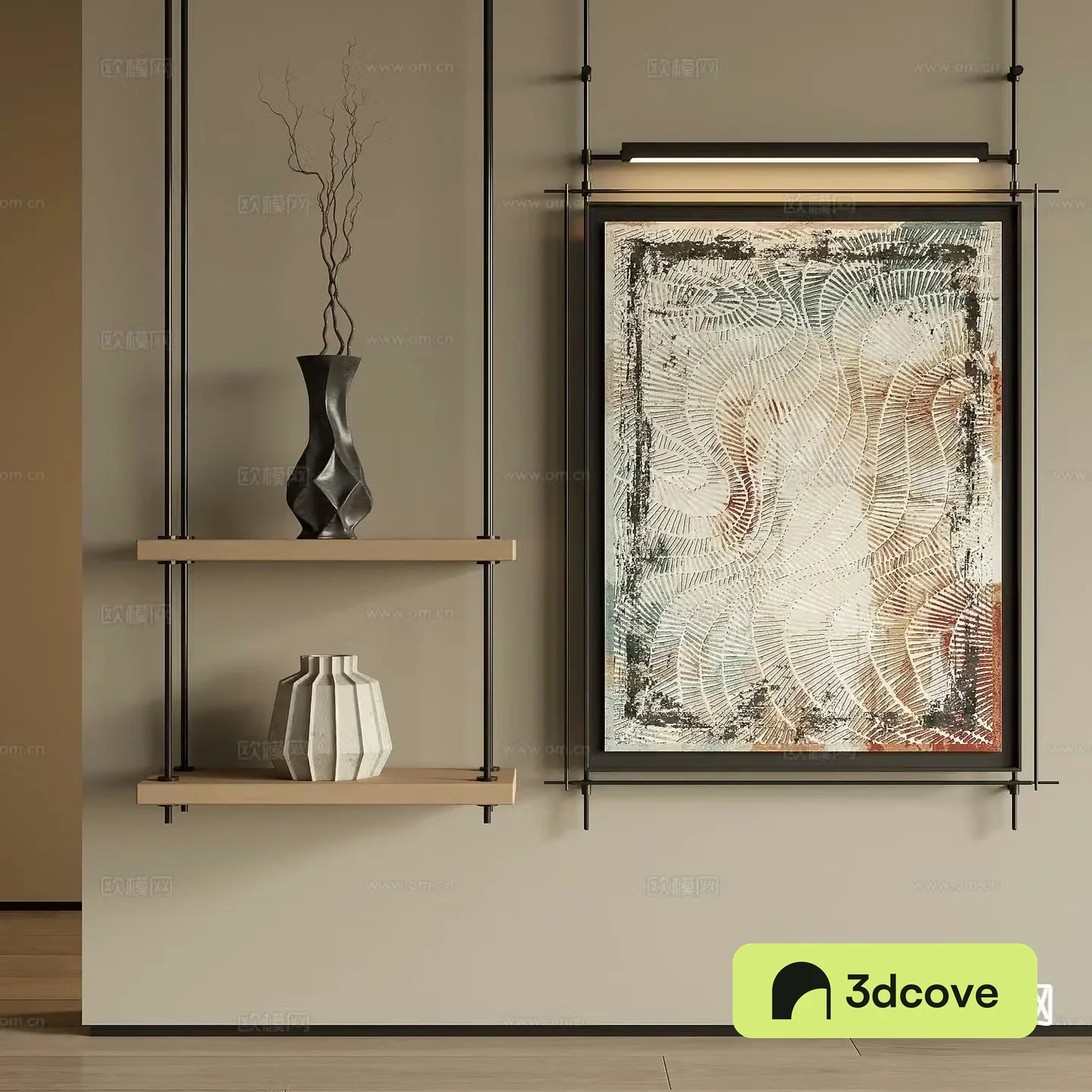 Middle-aged art painting texture painting decorative painting 3D model
