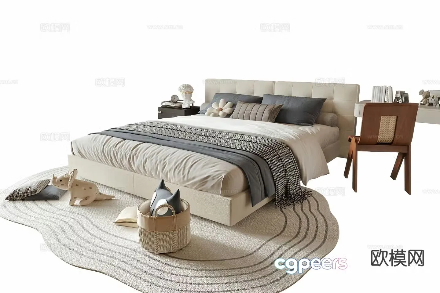 Modern double bed 3d model