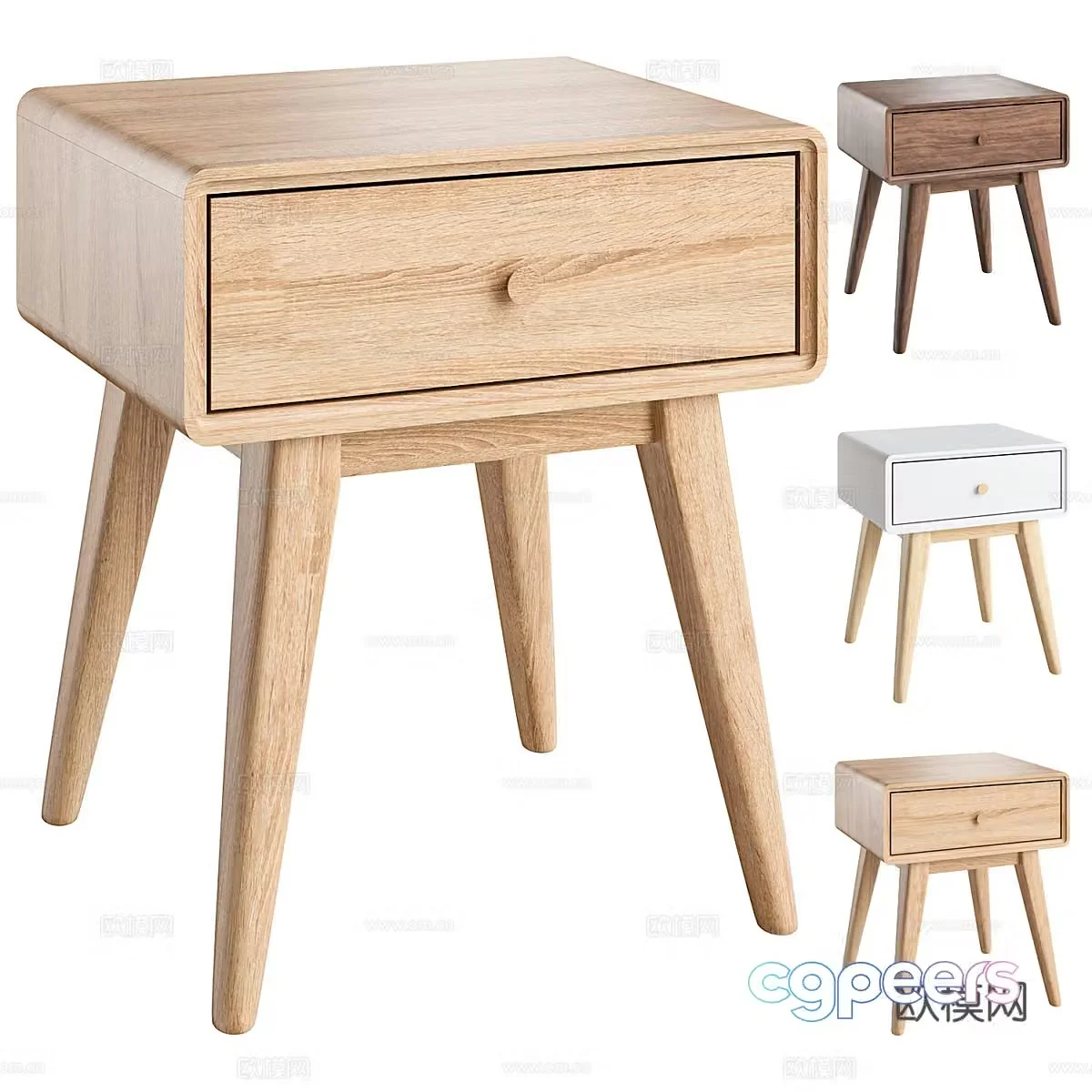 Modern Nordic log wind bedside table 3d model