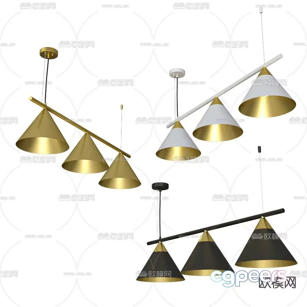Gold Light Fixture 3D Model – 511 – VRAY Render