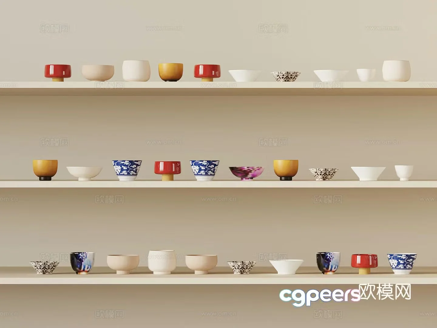 New Chinese style tea set tea cup 3d model