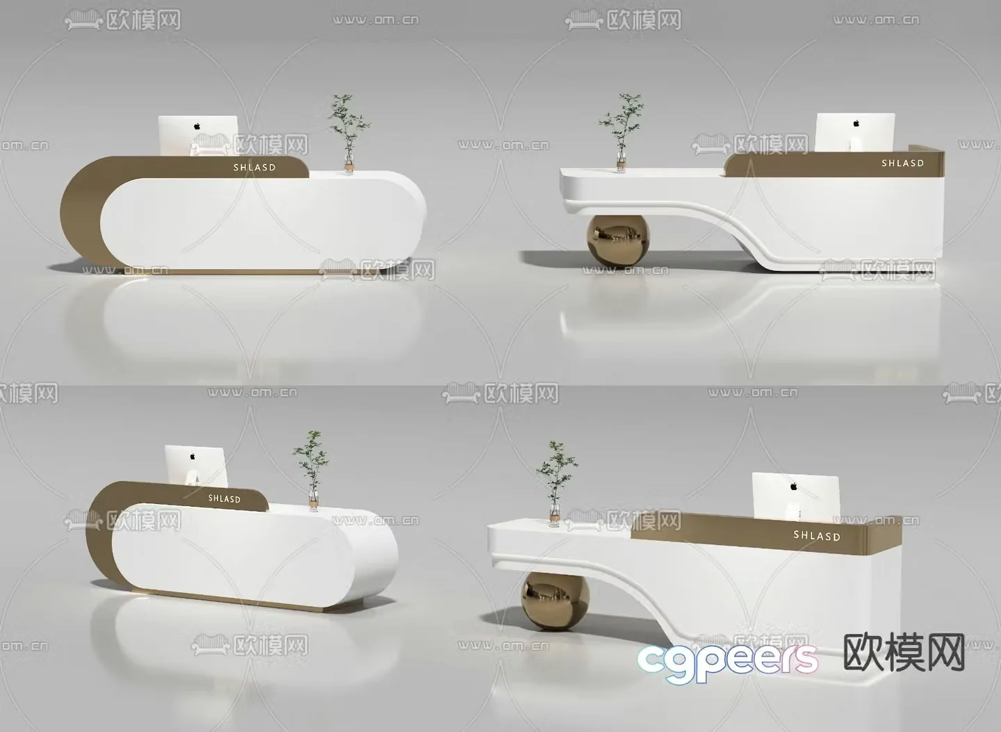 Modern front desk reception desk service desk 3d model