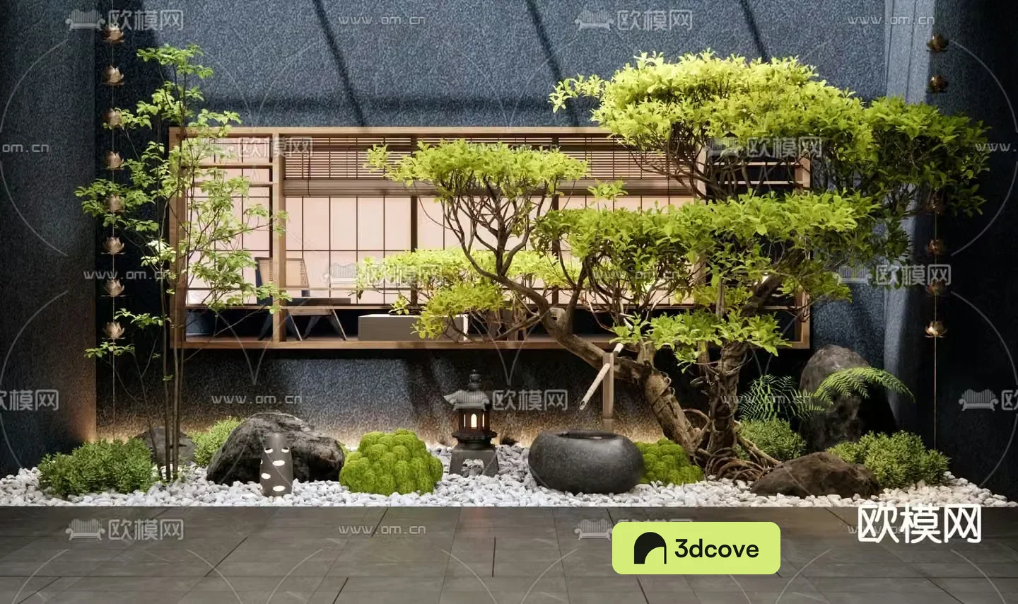 New Chinese style interior landscaping courtyard sketch