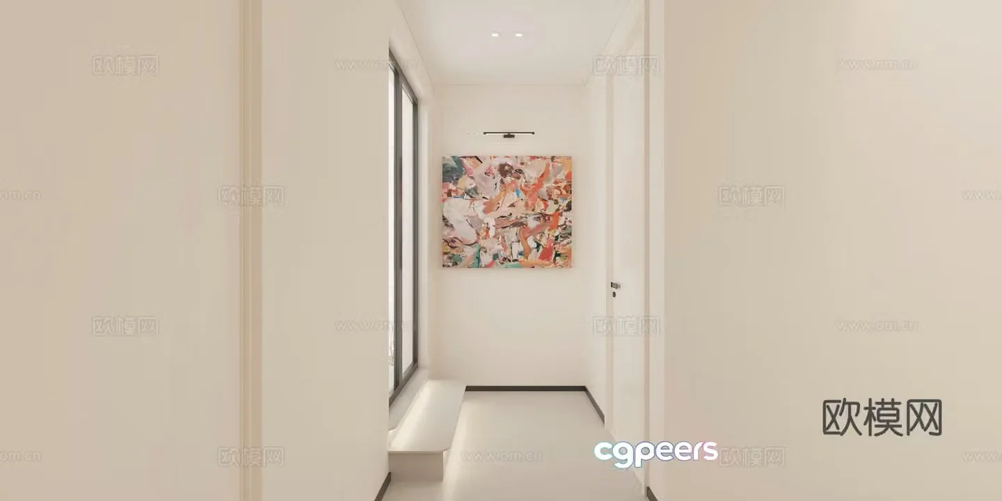 Cream style entrance hall decorative entrance aisle 3D model
