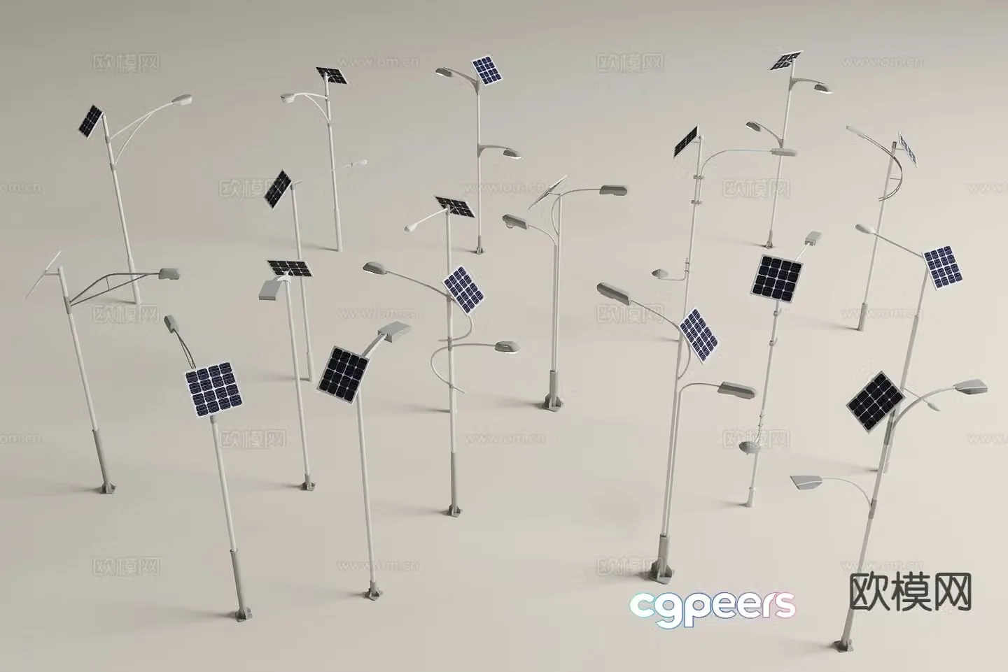 Modern solar street light outdoor light solar garden light 3d model