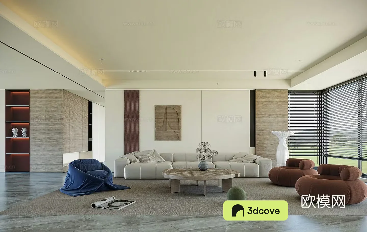 Modern Wasabi Living Room 3D Model