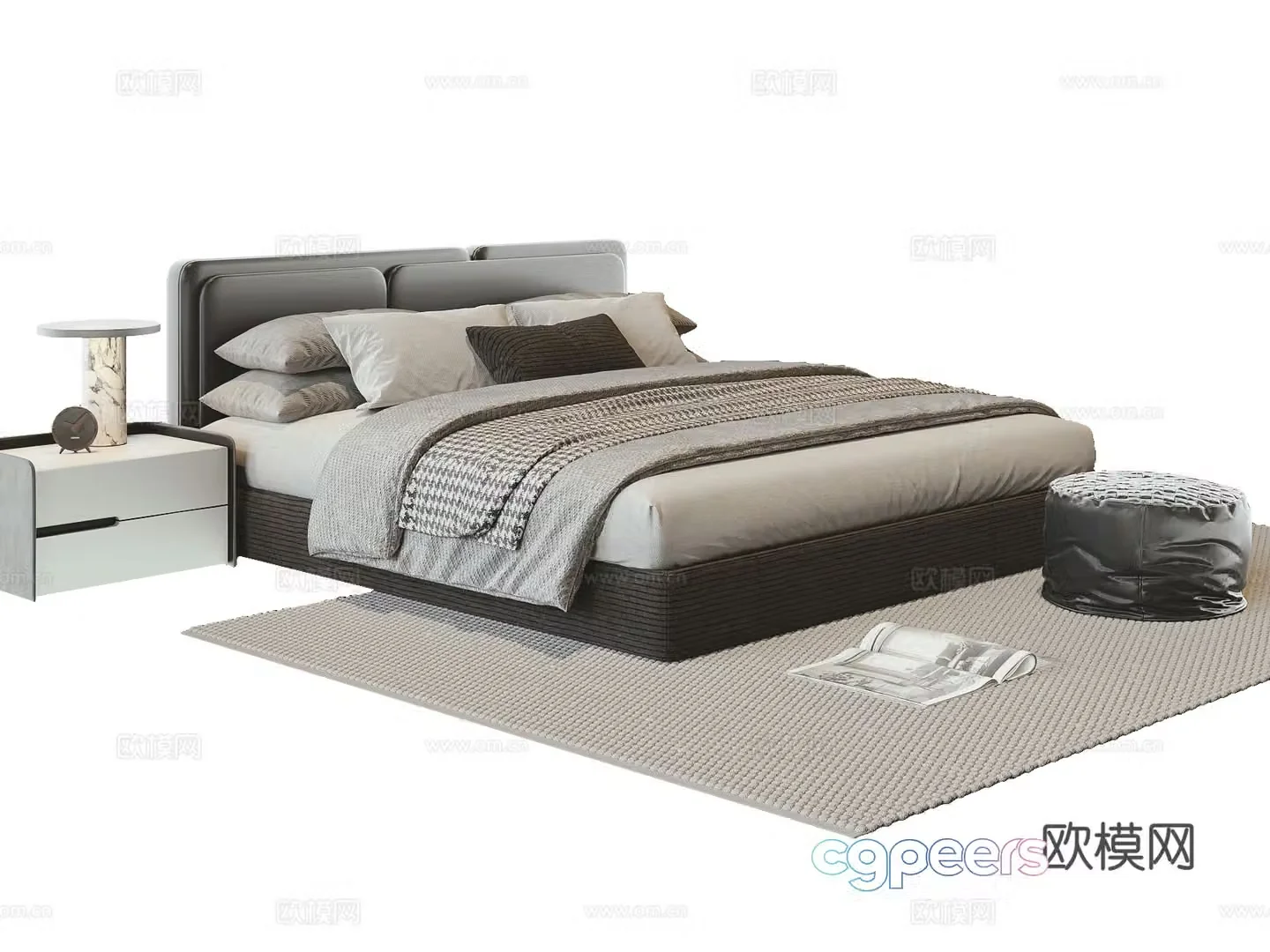 Modern double bed 3d model