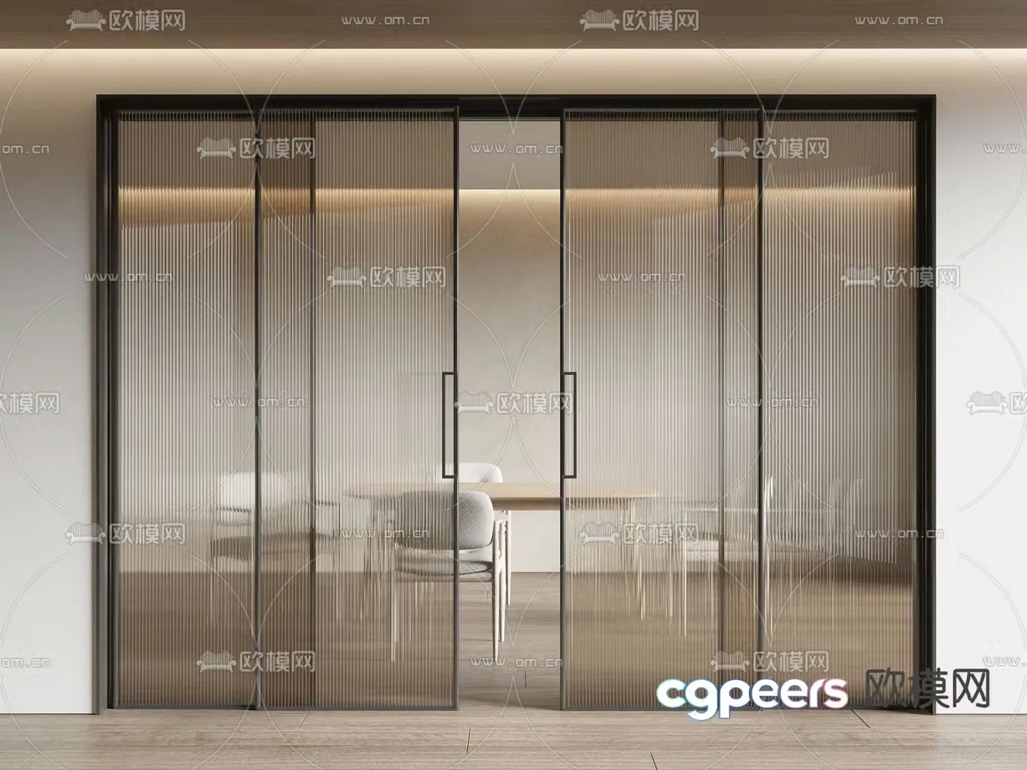 Changhong glass door sliding door kitchen and bathroom door 3D model