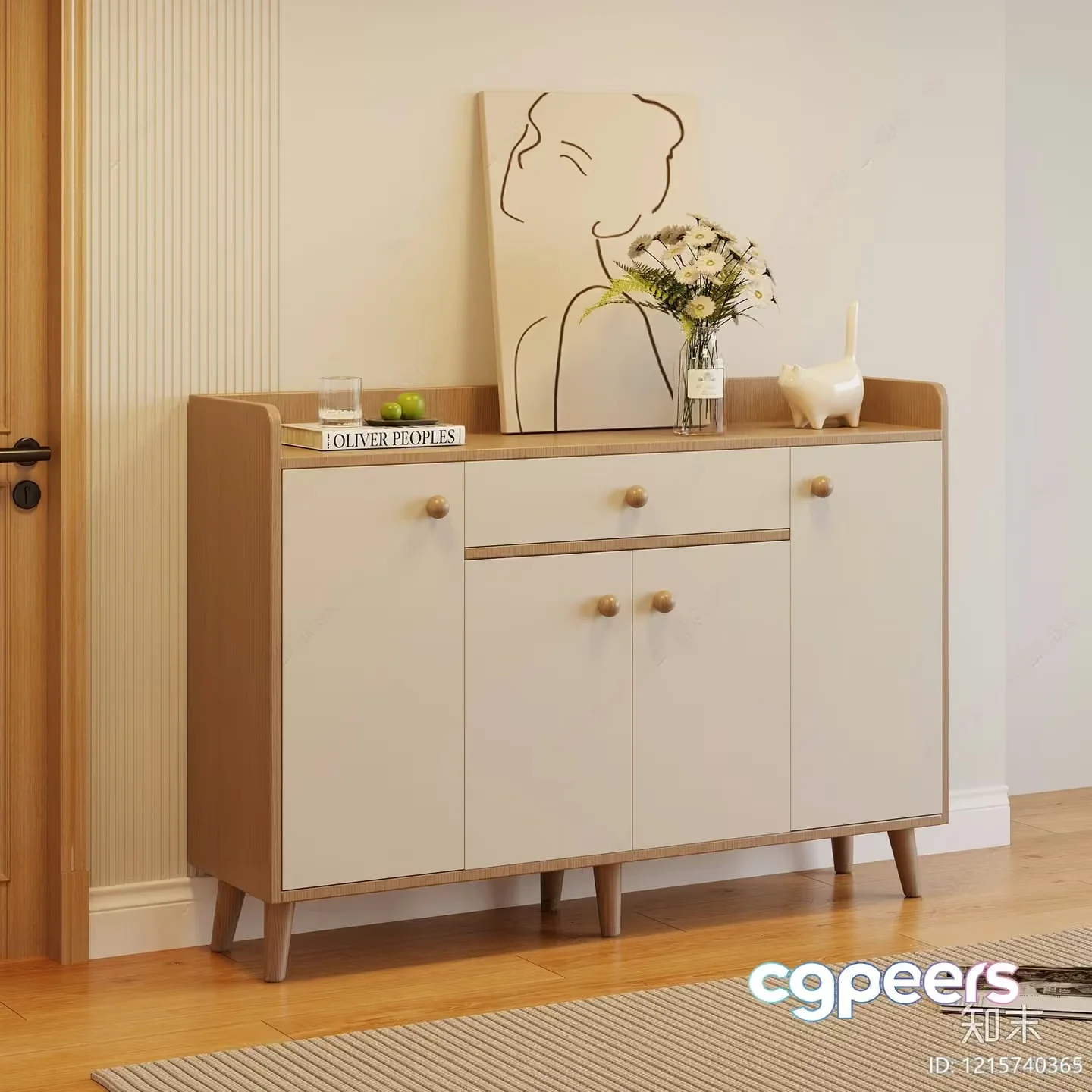 Wooden Sideboard 3D Model – 12582 – VRAY Render