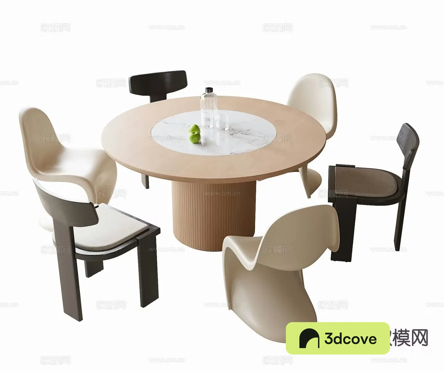 Round dining table and chairs solid wood dining table