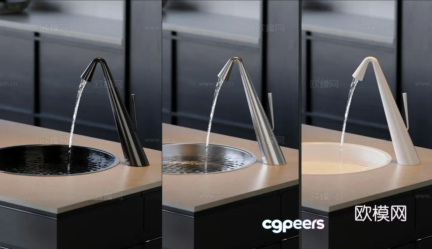 Modern art faucet basin 3d model